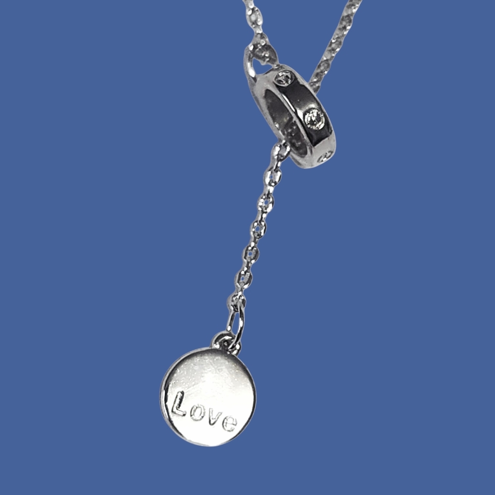 Silver LOVE ❤️ lariat screw Necklace